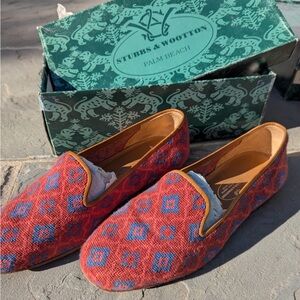 Stubbs & Wootton Red and Blue Women's Loafers